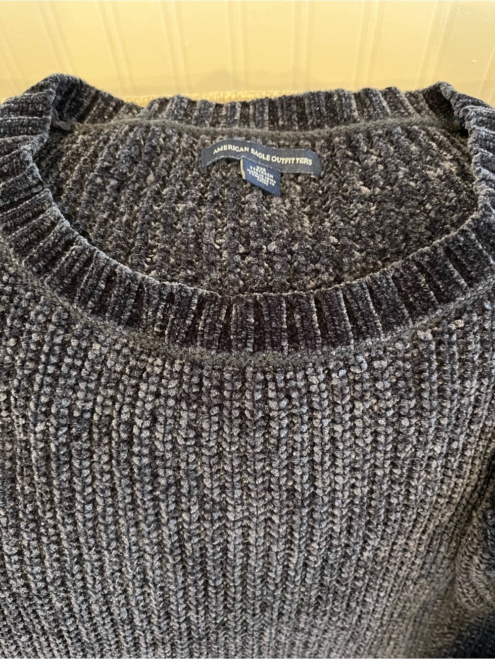 American Eagle Outfitters Women's Charcoal Crewneck Chenille Sweater and clothin